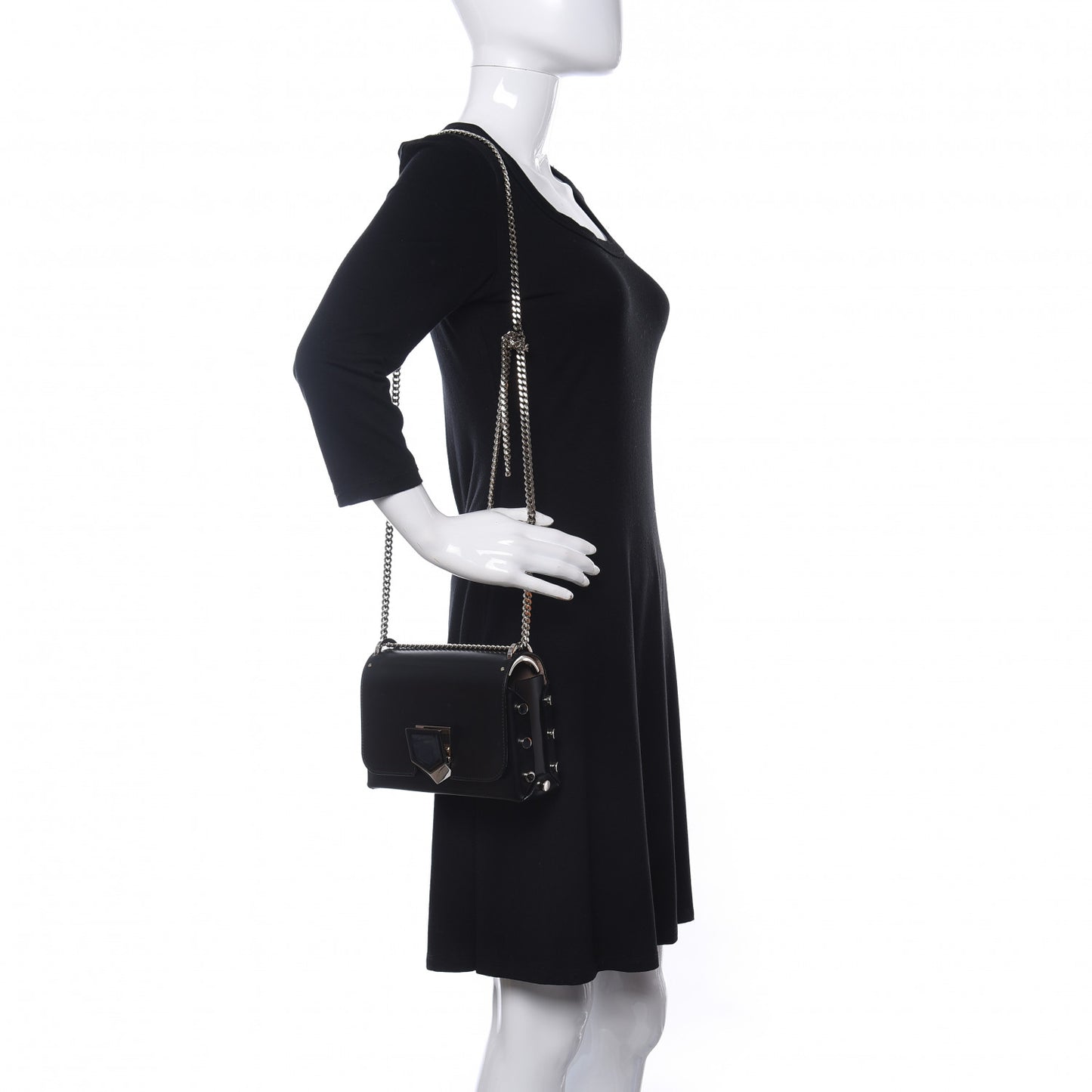 Smooth Calfskin Lockett Petite Shoulder Bag Black