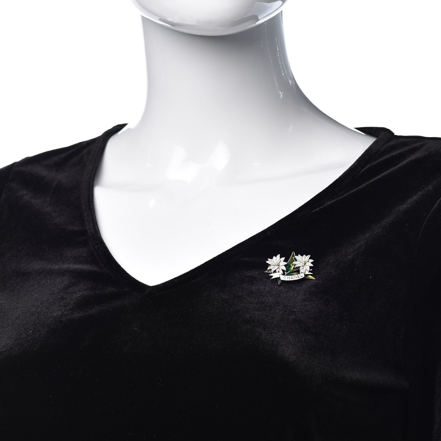 Chanel Metal Resin Flower Brooch White 2 of 5
