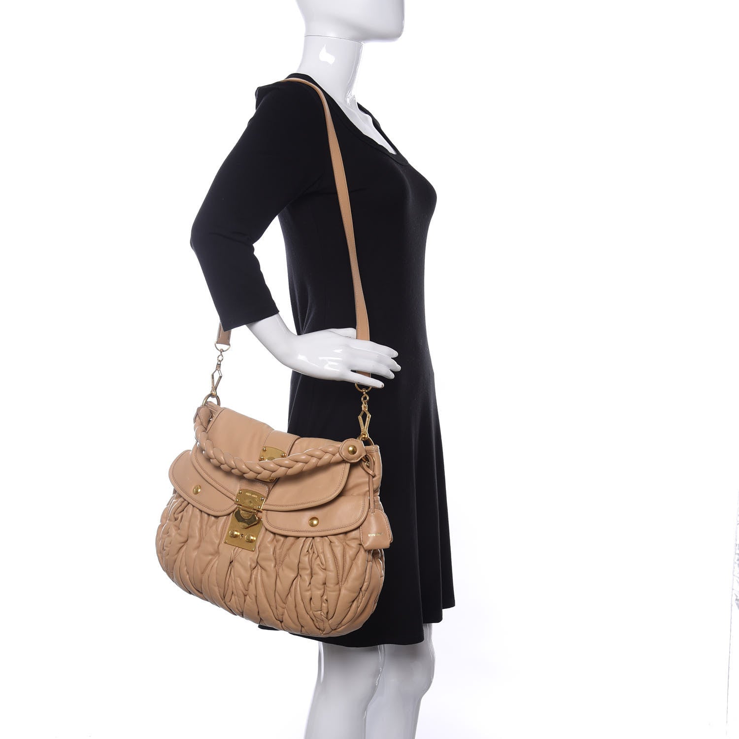 Miu Miu Nappa Matelasse Coffer Hobo Beige 2 of 13