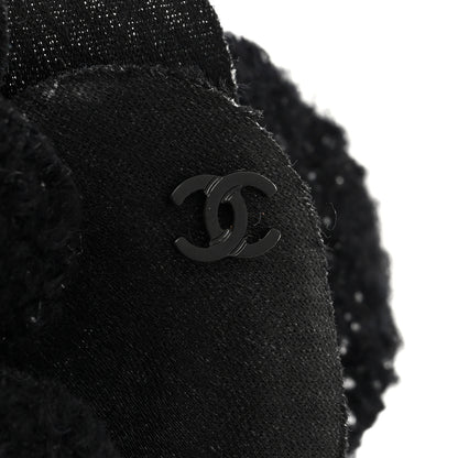 Chanel Tweed Fabric Camellia Pin Brooch Black 3 of 3