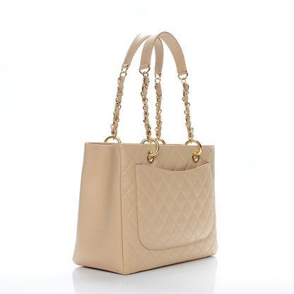 Chanel Caviar Quilted Grand Shopping Tote GST Beige Clair 3 of 8