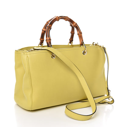 Gucci Pebbled Calfskin Medium Bamboo Shopper Tote Citrus 2 of 9