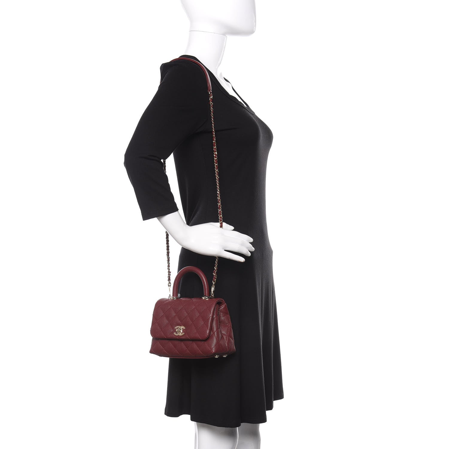 Chanel Caviar Quilted Extra Mini Coco Handle Flap Burgundy 2 of 11