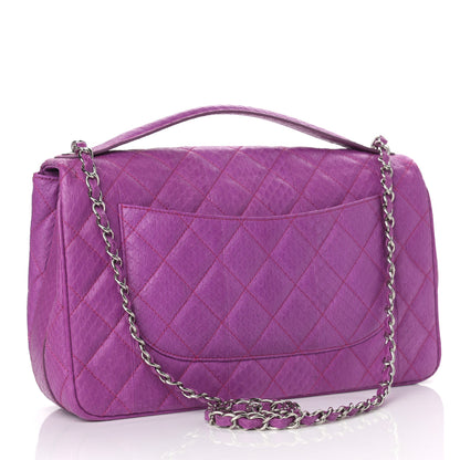 Chanel Elaphe Snakeskin Quilted Jumbo Easy Carry Flap Purple 2 of 9