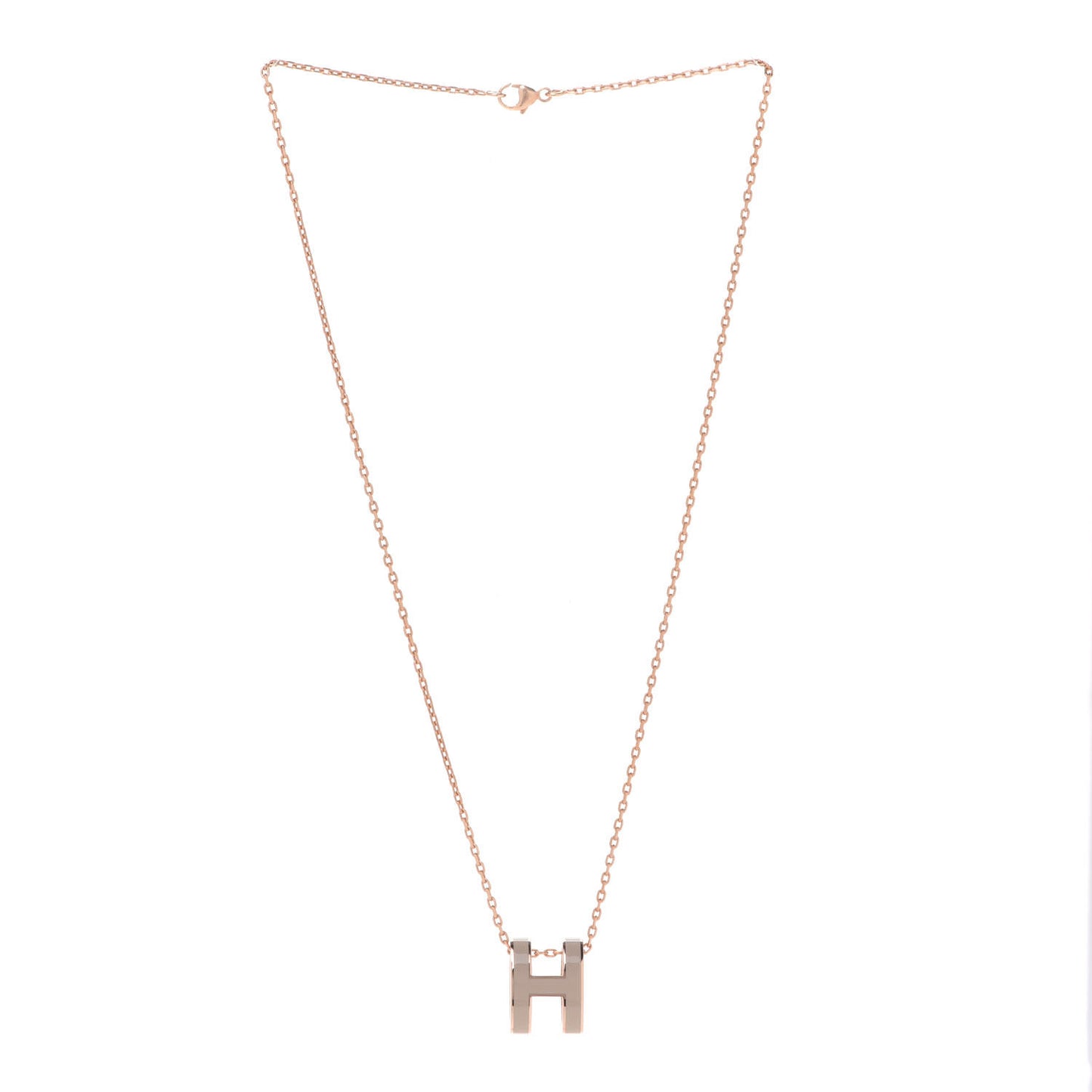 Lacquered Rose Gold Pop H Pendant Necklace Marron Glace