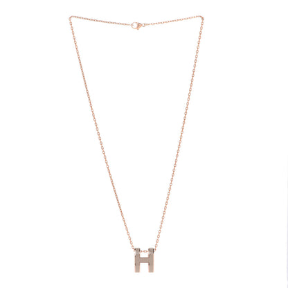 Hermes Lacquered Rose Gold Pop H Pendant Necklace Marron Glace 3 of 7