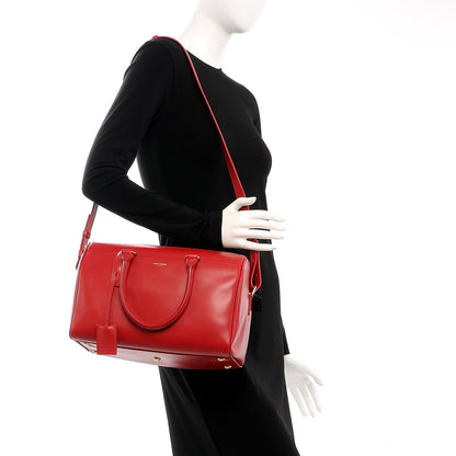 Saint Laurent Calfskin Classic Duffle 6 Red 2 of 8