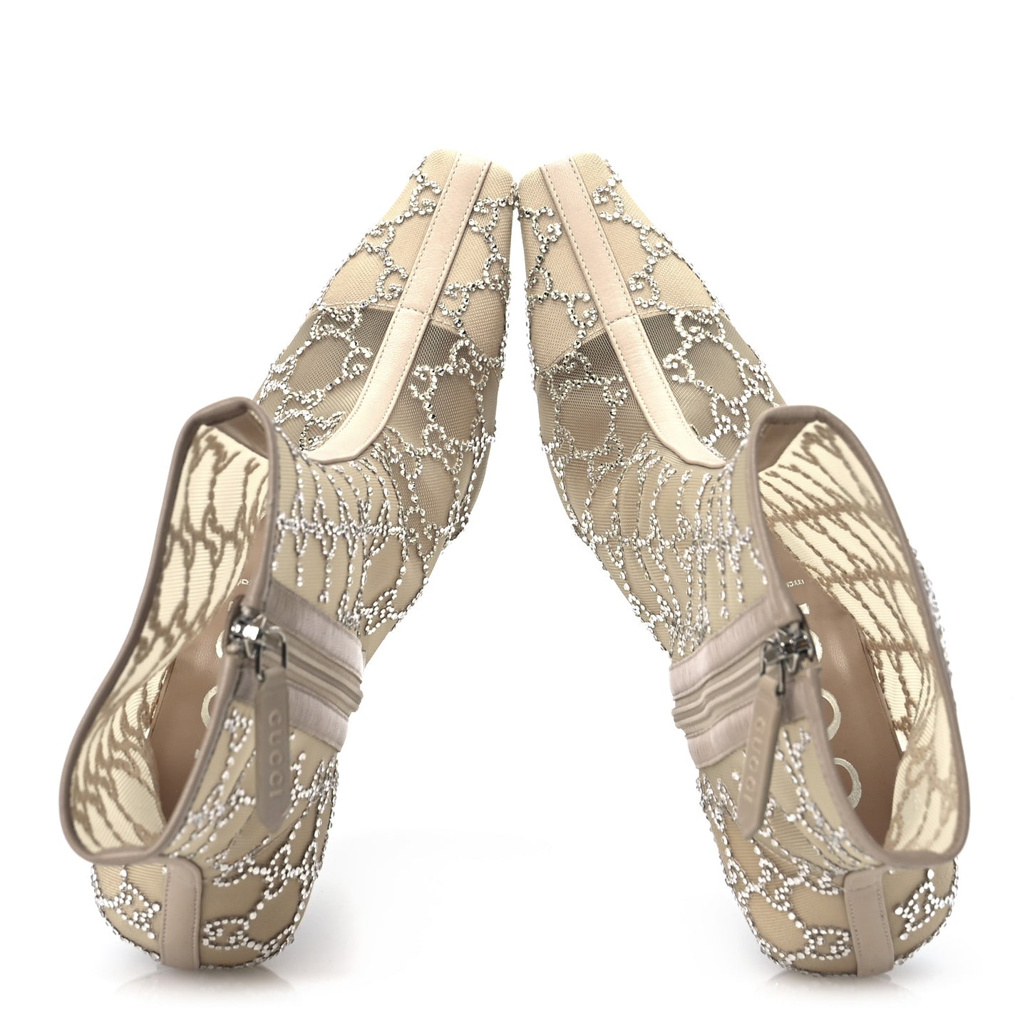 Tela Retino Kid Scamosciato Crystal GG Monogram Square Demi Boot 38.5 Light Powder Skin Rose
