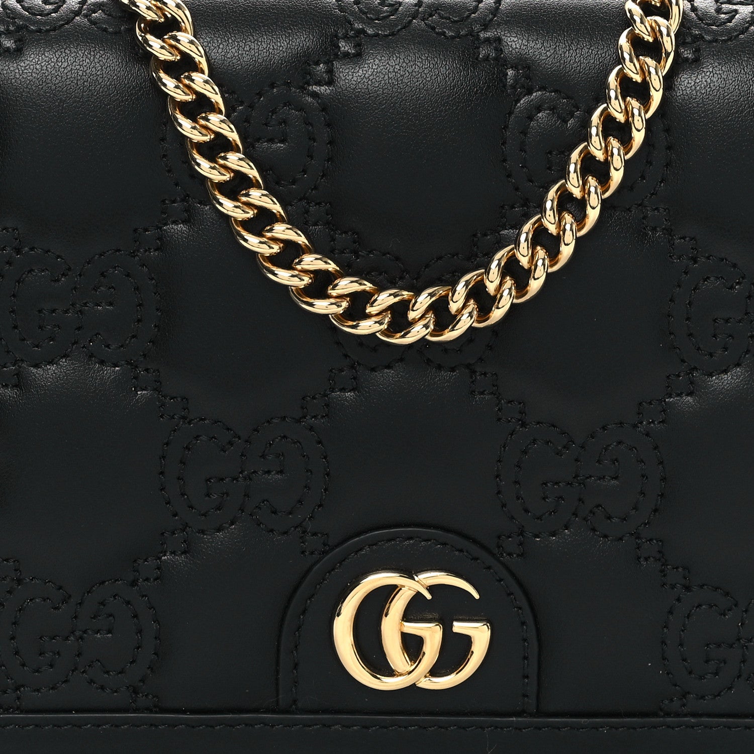 Gucci Calfskin GG Matelasse Chain Wallet Black 8 of 12