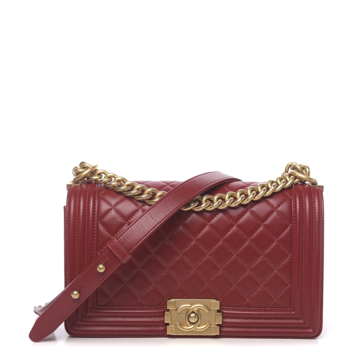 Lambskin Quilted Medium Boy Flap Red