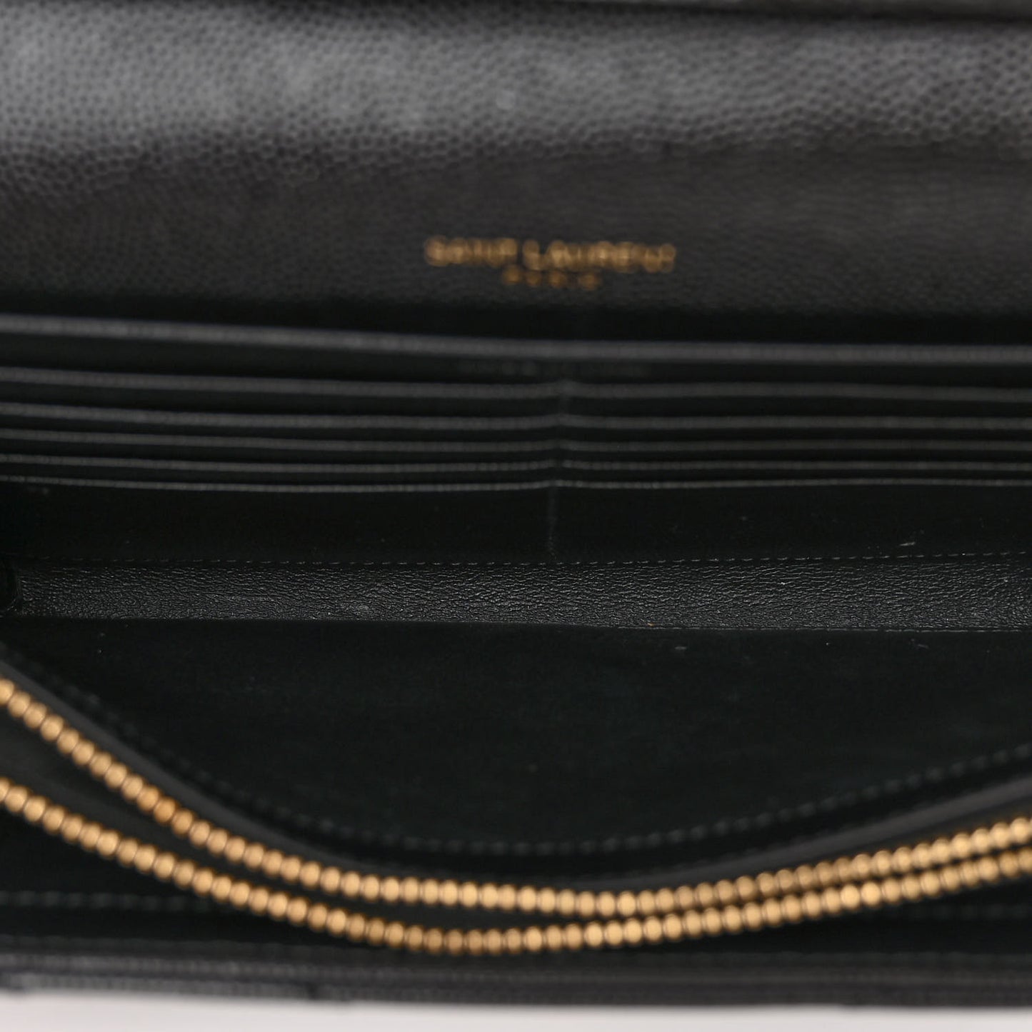 Grain De Poudre Matelasse Chevron Monogram Chain Wallet Black