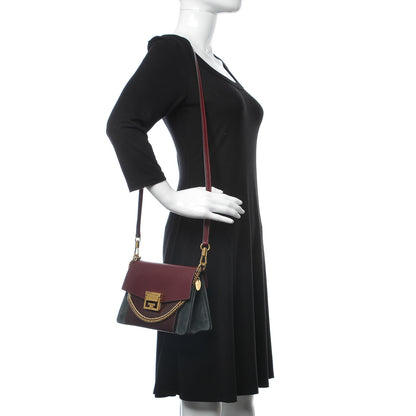 Givenchy Crinkled Patent Deerskin Suede Small GV3 Shoulder Bag Aubergine Graphite 2 of 6