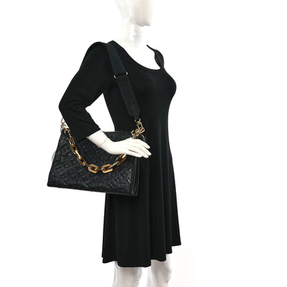 Louis Vuitton Lambskin Embossed Monogram Coussin MM Black 2 of 9