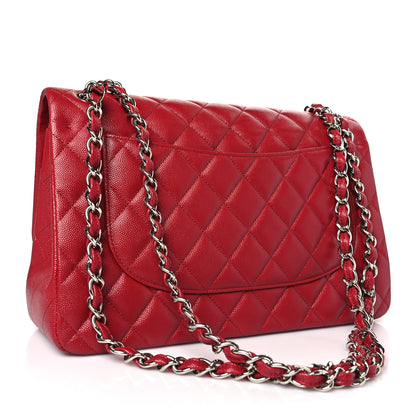 Chanel Caviar Quilted Jumbo Double Flap Red 3 of 9