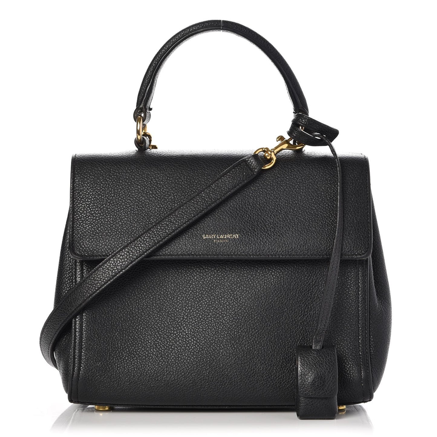 Grained Calfskin Small Moujik Top Handle Bag Black