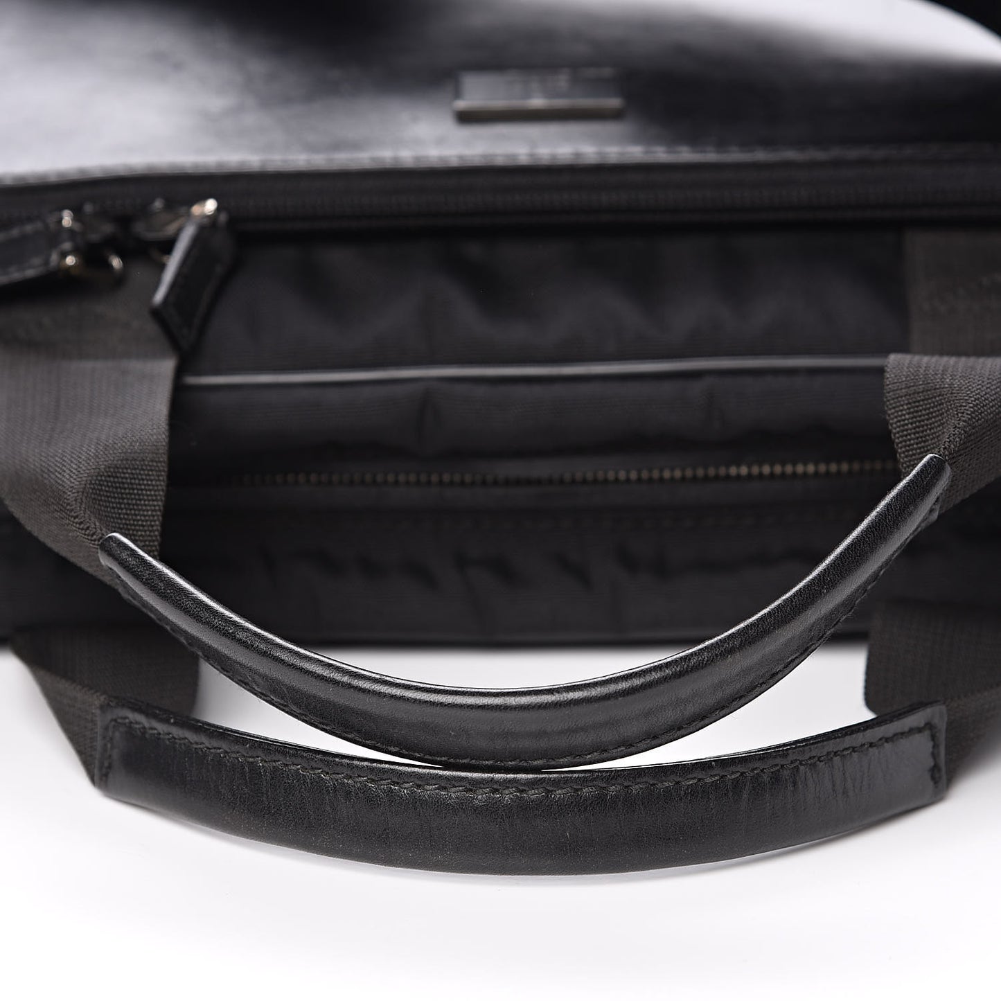 Nylon Calfskin Briefcase Black