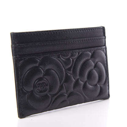 Chanel Lambskin Camellia Embossed Card Holder Black 2 of 7