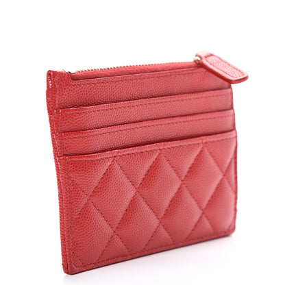 Chanel Caviar Quilted CC Zip Card Holder Red 2 of 7
