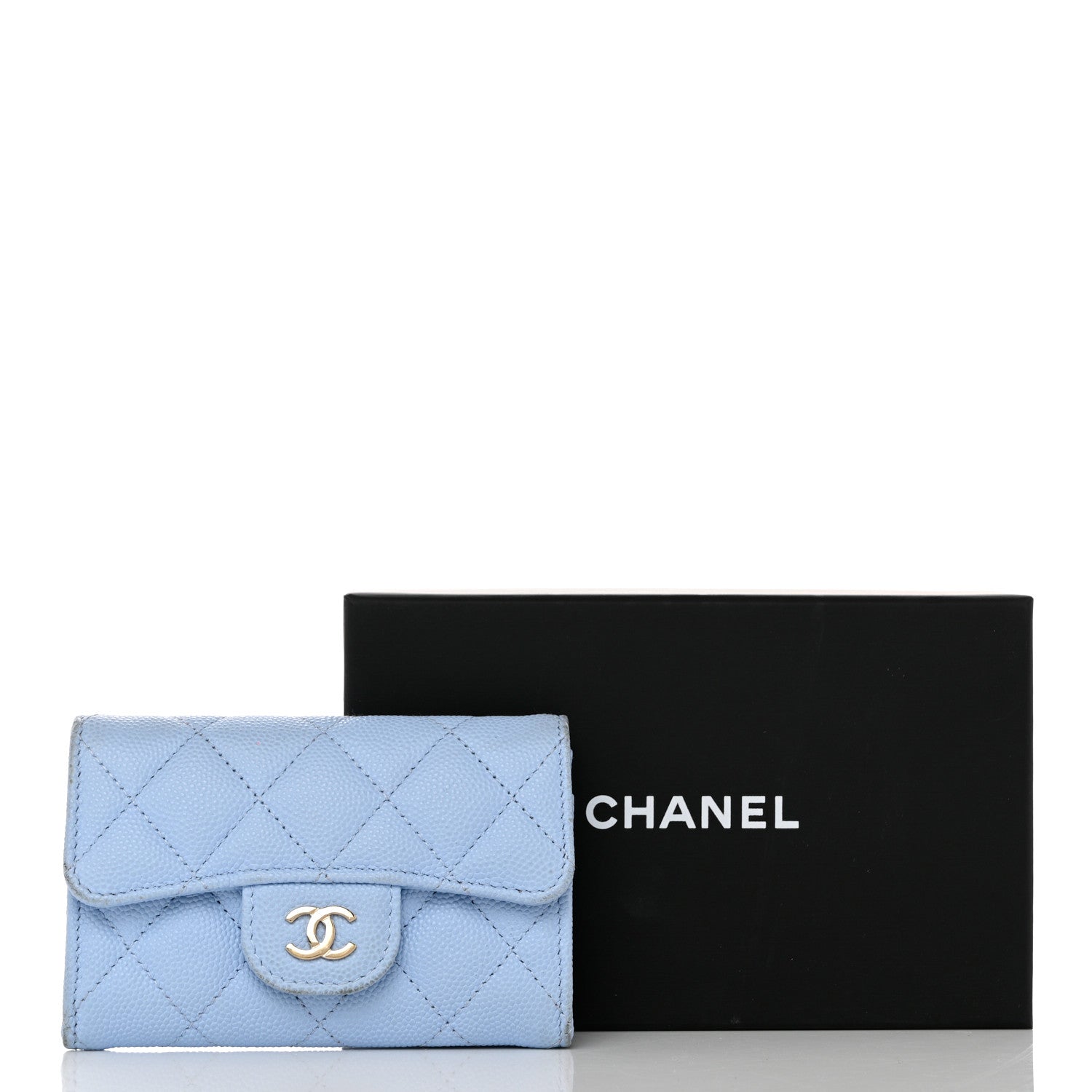 Chanel Caviar Quilted Flap Card Holder Wallet Light Blue 17 of 17