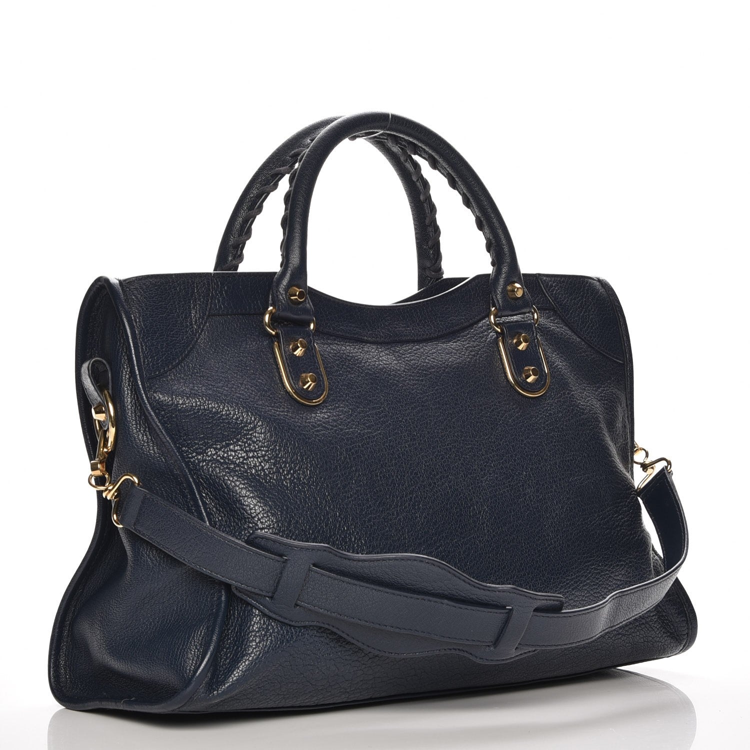 Balenciaga Chevre Gold Metallic Edge Hardware City Bleu Nuit Dark Sea 4 of 8