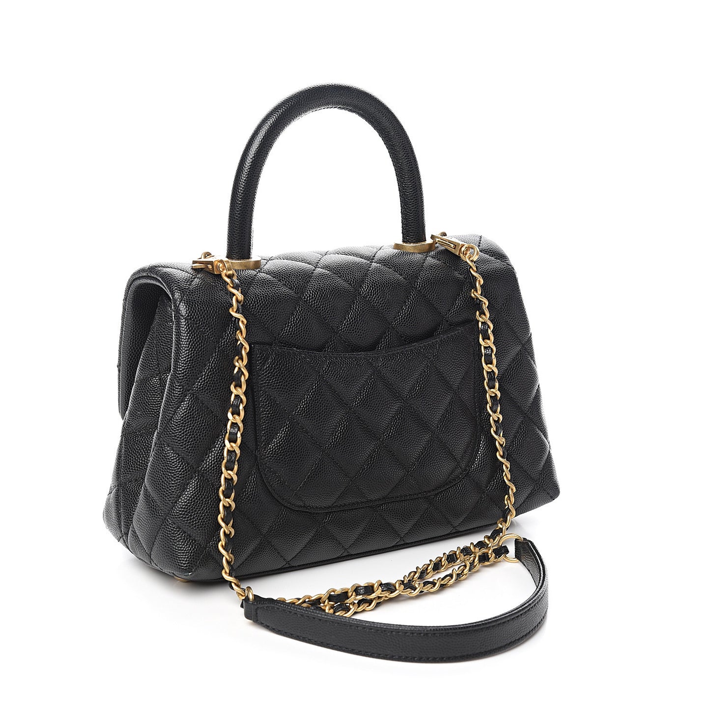 Caviar Quilted Mini Coco Handle Flap Black