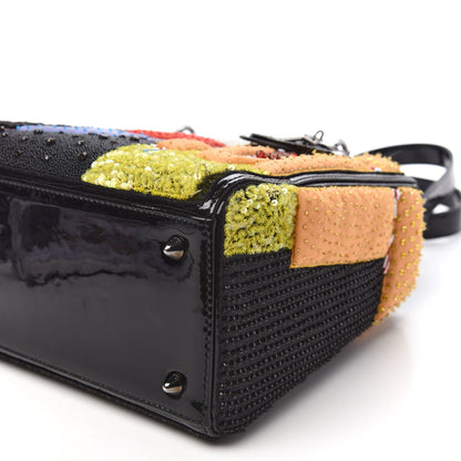 Christian Dior Patent Beaded Medium Lady Dior Black Multicolor 8 of 14