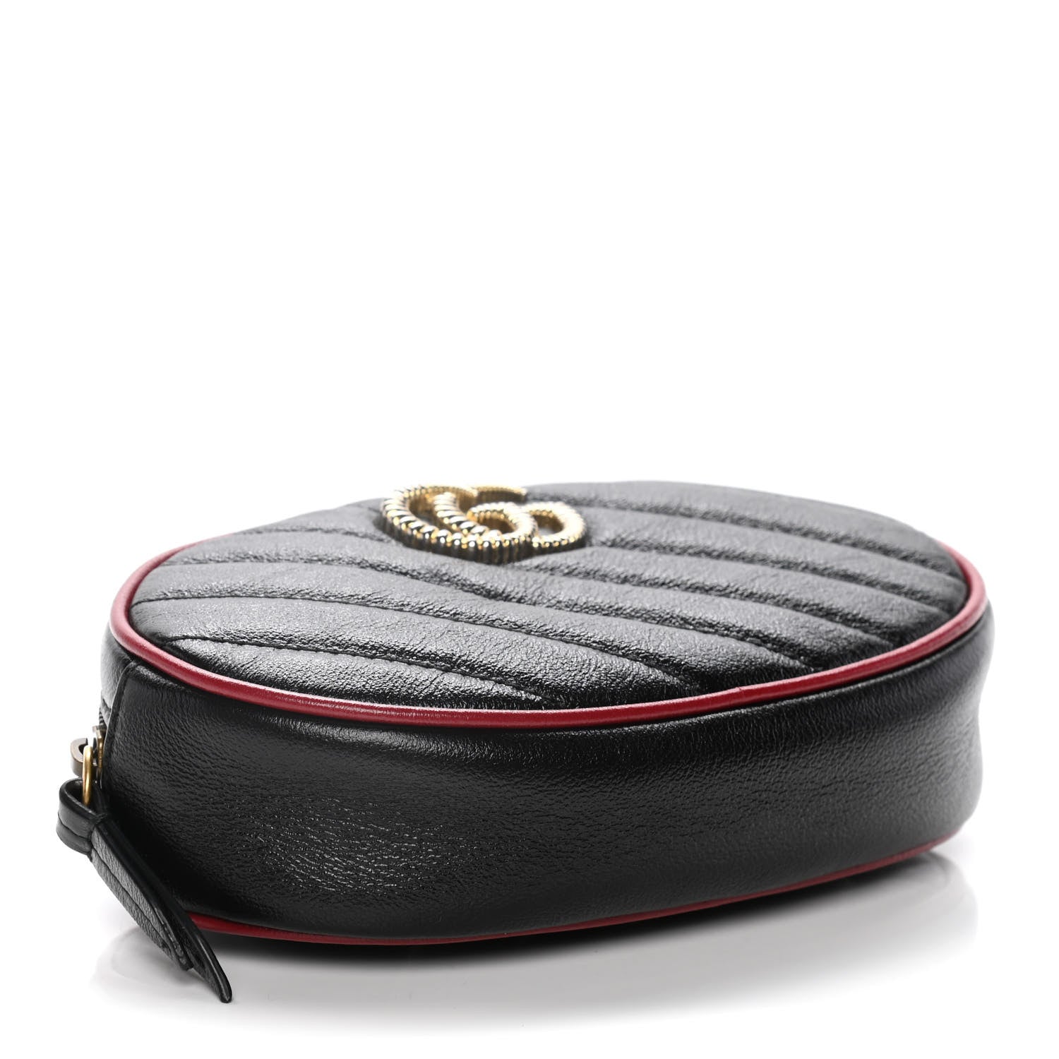 Gucci Azalea Calfskin Matelasse Diagonal Torchon GG Marmont Belt Bag 85 34 Black Romantic Cerise 4 of 11