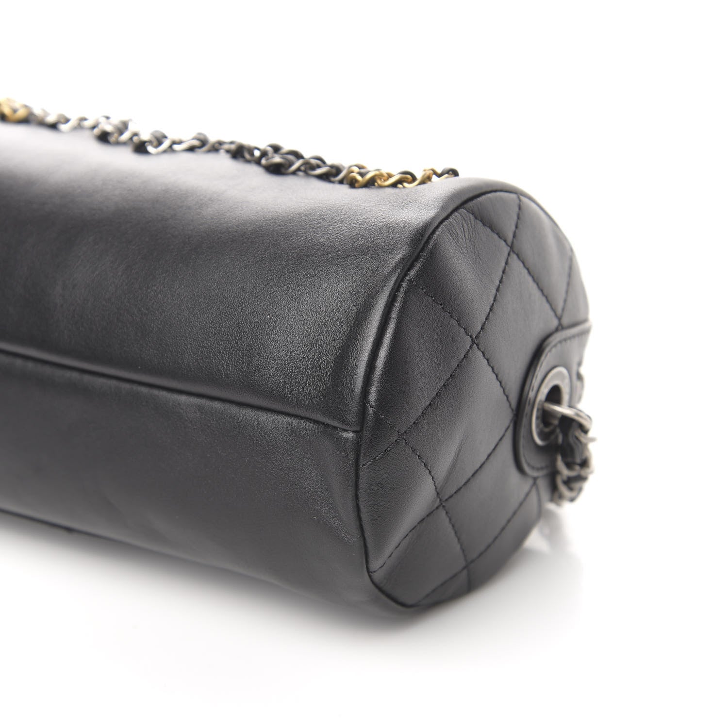 Chanel Calfskin Chain 20s Signature Bowling Bag Black 9 of 11