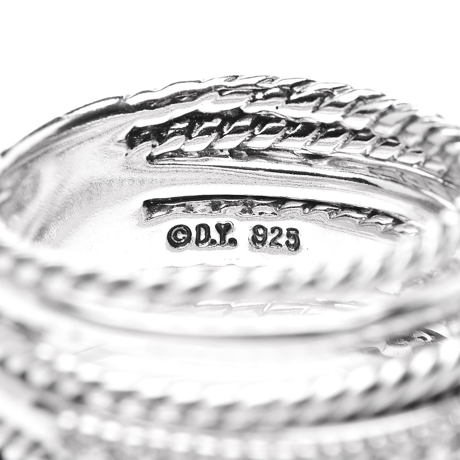 David Yurman Sterling Silver Diamond Wide Crossover Cable Ring 53 6.25 4 of 4