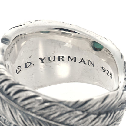 David Yurman Sterling Silver Turquoise Southwest Feather Cigar Band Ring 63 10.25 4 of 4