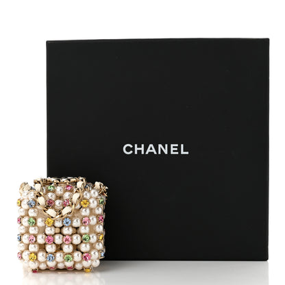 Chanel Metal Pearl Minaudiere CC Mini Evening Bag White Gold Multicolor 11 of 11