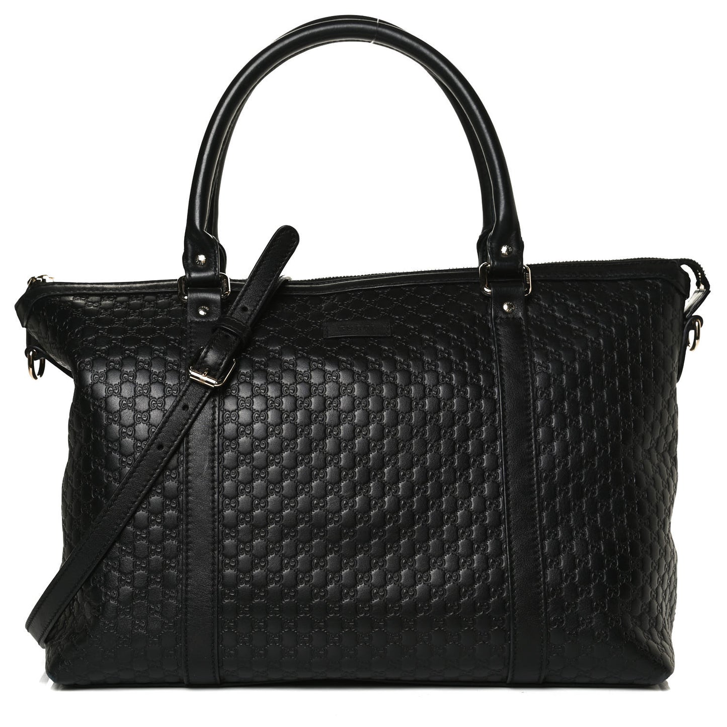 Soft Microguccissima Medium Zippered Satchel Black