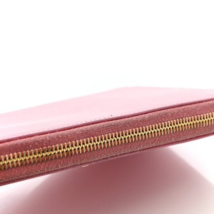 Prada Saffiano Metal Zip Around Wallet Geranio 7 of 9