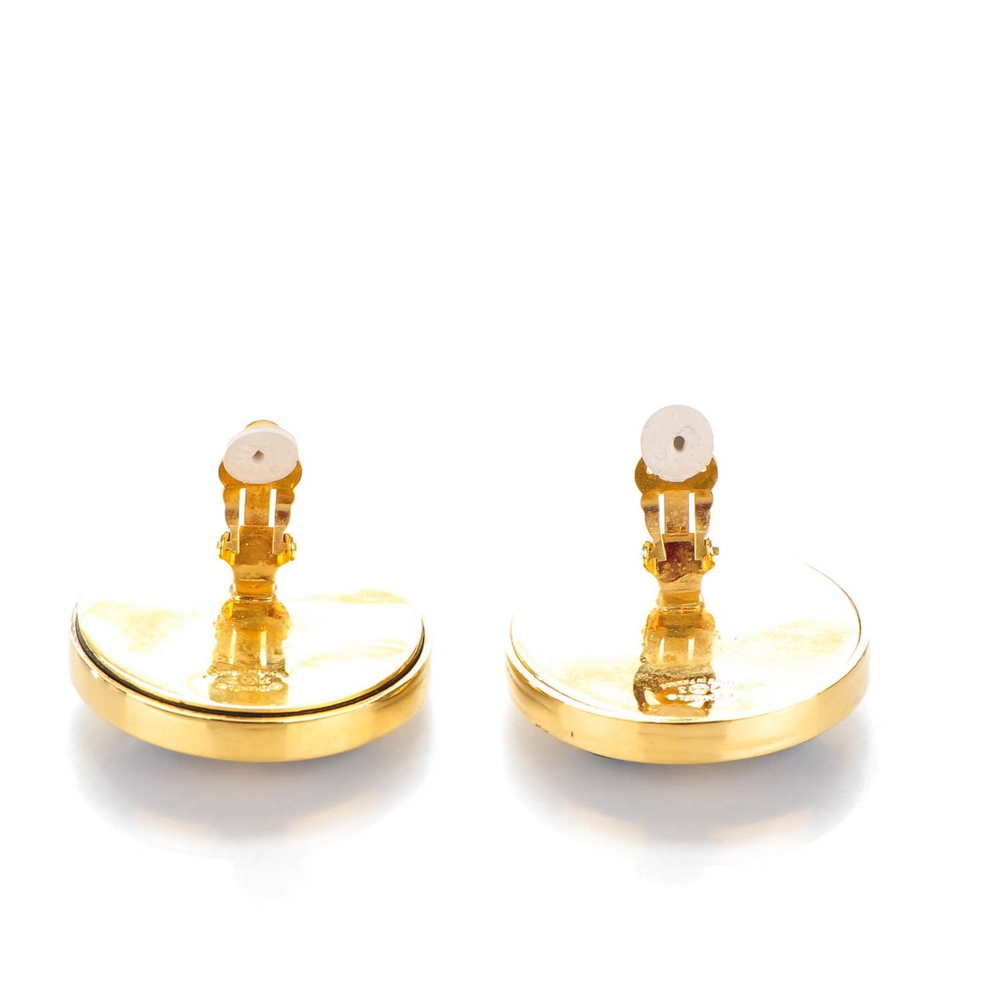 Enamel Camellia Earrings Black Gold
