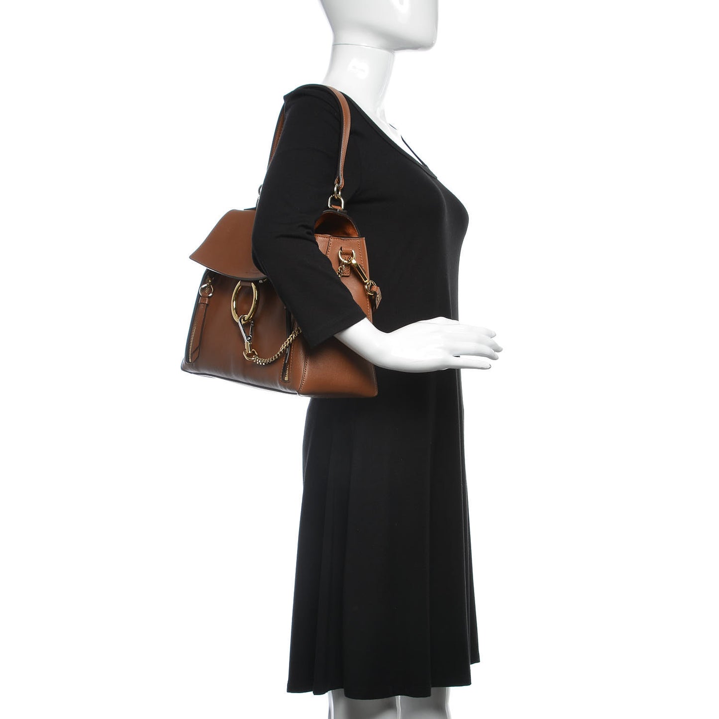 Calfskin Medium Faye Day Shoulder Bag Tan