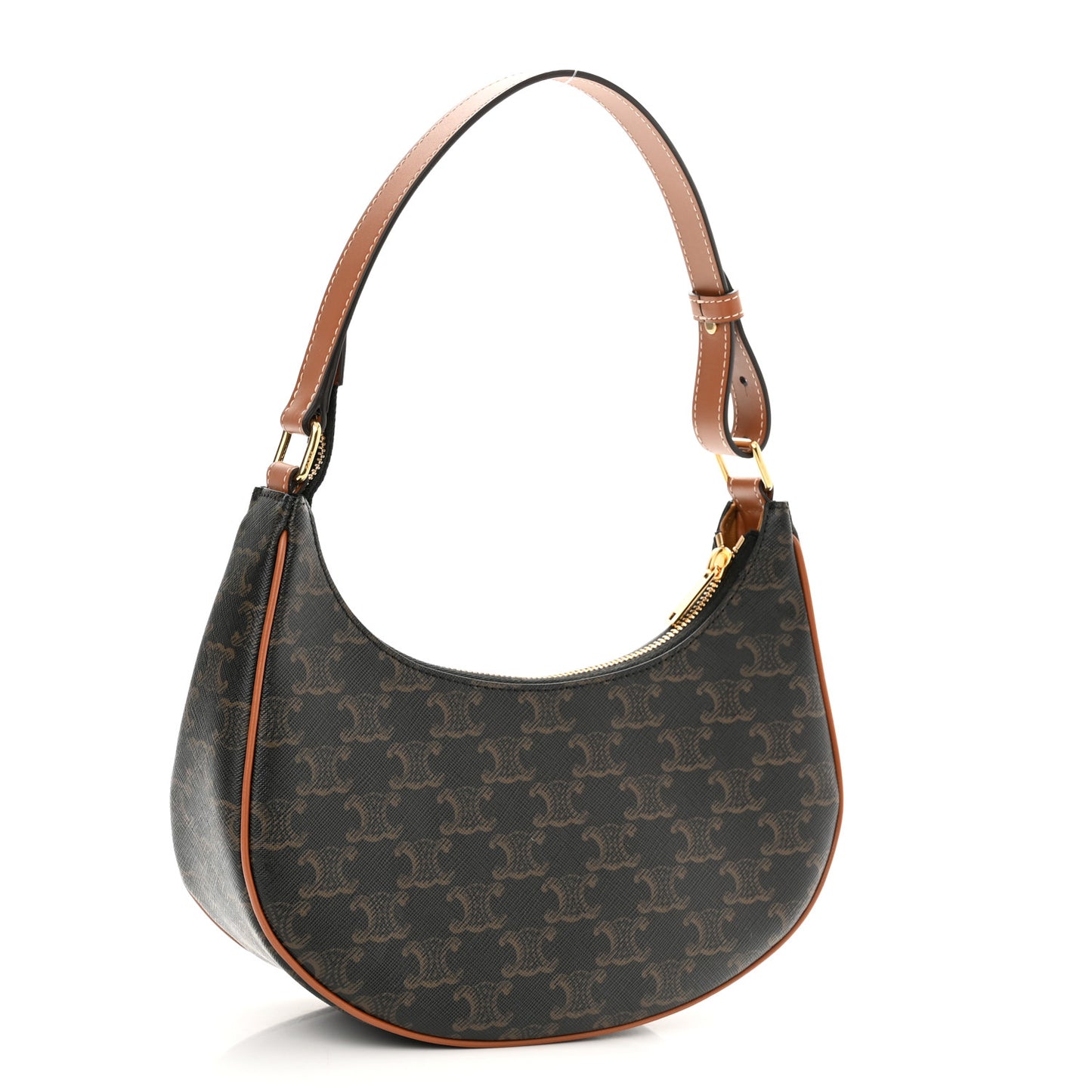 Triomphe Canvas Calfskin Ava Shoulder Bag Tan