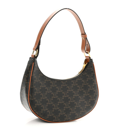 Celine Triomphe Canvas Calfskin Ava Shoulder Bag Tan 3 of 9