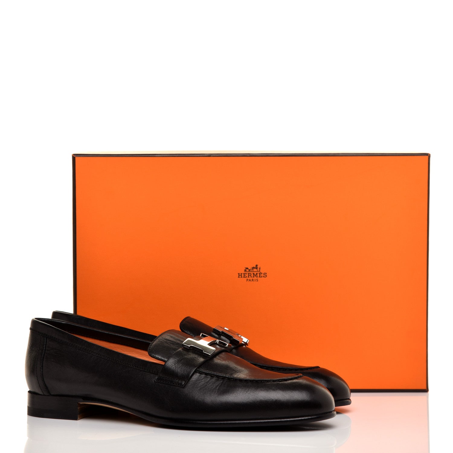 Hermes Goatskin Paris Loafers 36.5 Black 9 of 9
