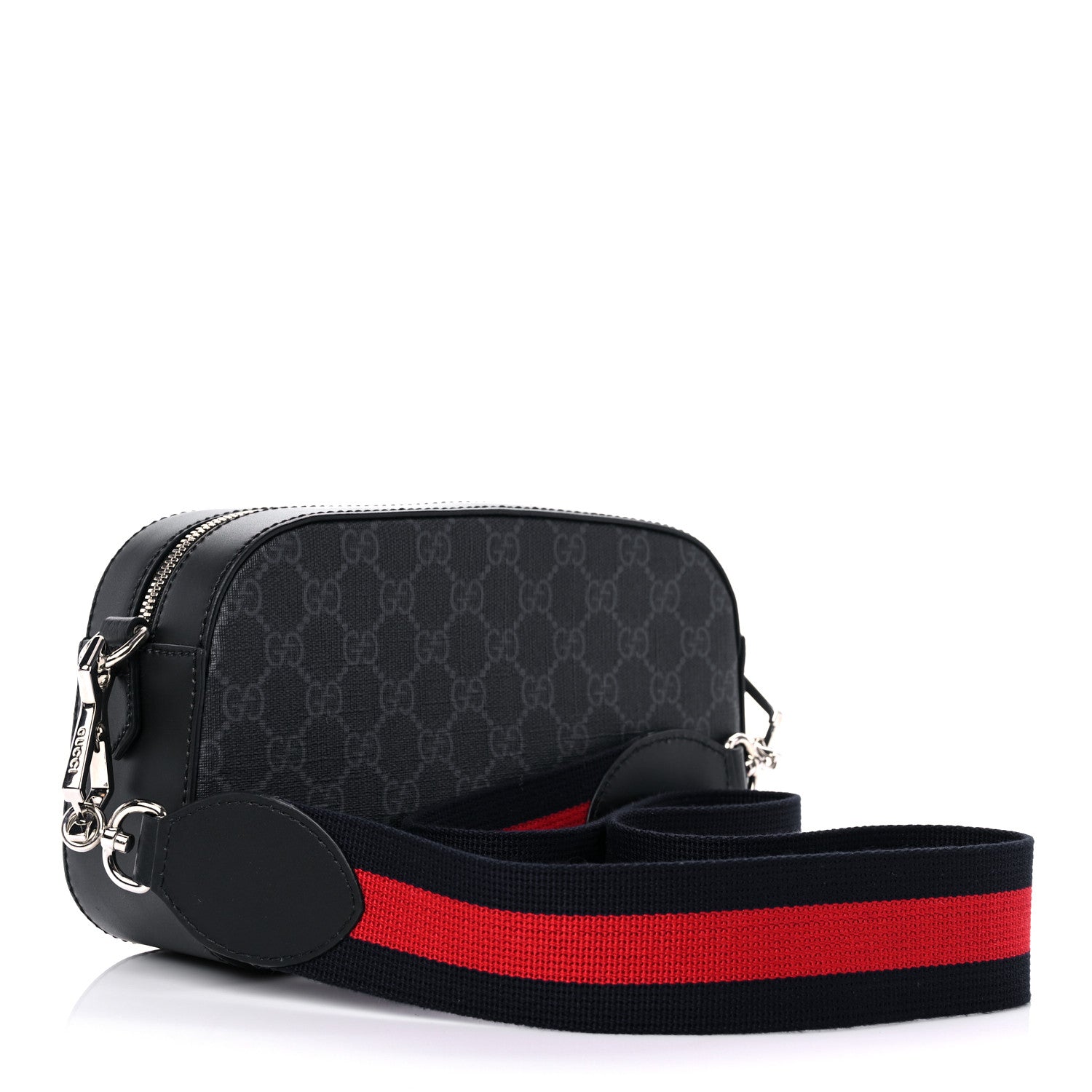Gucci GG Supreme Monogram Web Shoulder Bag Black Grey 3 of 11