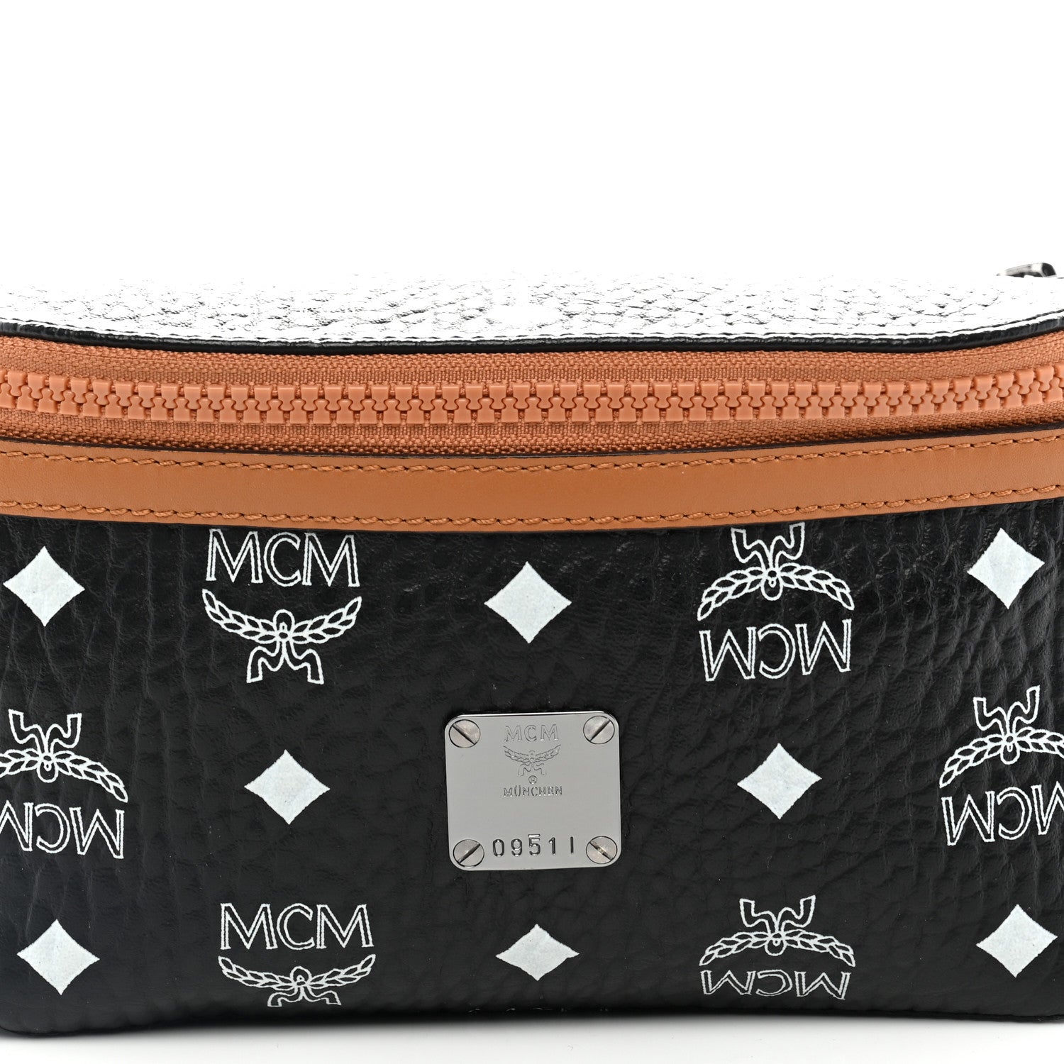 MCM Visetos Small Fusten Belt Bag Black Cognac 8 of 11