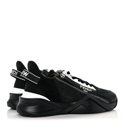Fendi Nylon Lycra FF Womens Fendi Flow Low Top Sneakers 38 Black Silver Anthracite 4 of 8