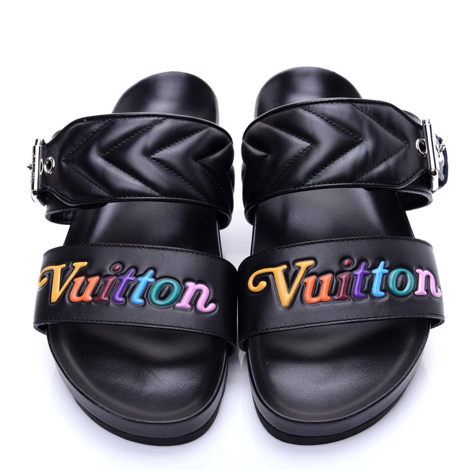Louis Vuitton Calfskin New Wave Bom Dia Mule Sandals 36 Black 8 of 10