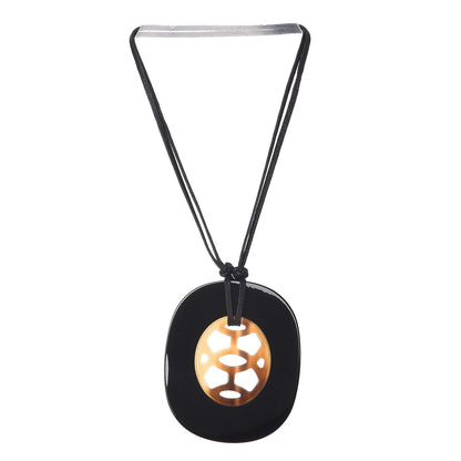 Hermes Buffalo Horn Lacquer Lift Necklace GM Black 3 of 7