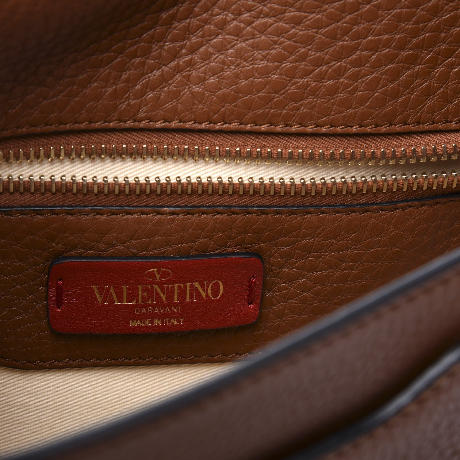 Valentino Garavani Calfskin Large Rockstud Halfmoon Saddle Bag Tan 7 of 11