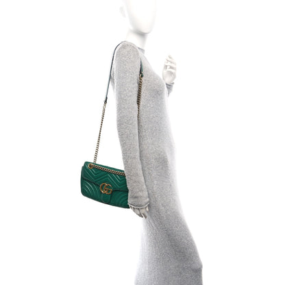 Gucci Calfskin Matelasse Small GG Marmont Shoulder Bag Emerald Green 2 of 13