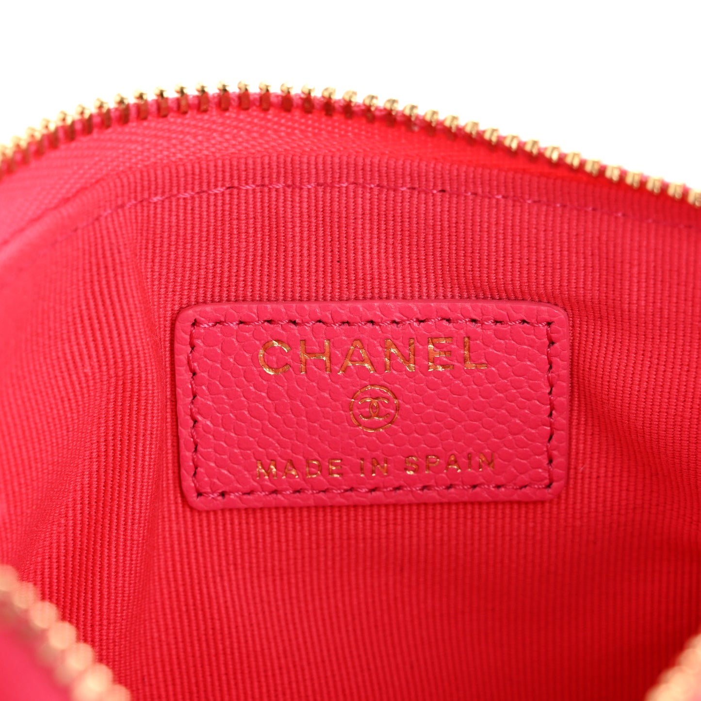 Caviar Quilted Small Cosmetic Case Fuchsia