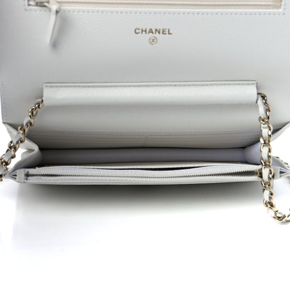 Chanel Caviar Quilted Enamel Wallet On Chain WOC White 5 of 13