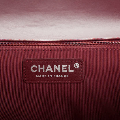 Chanel Lambskin Surpique Chevron Medium Single Flap Dark Red 5 of 6