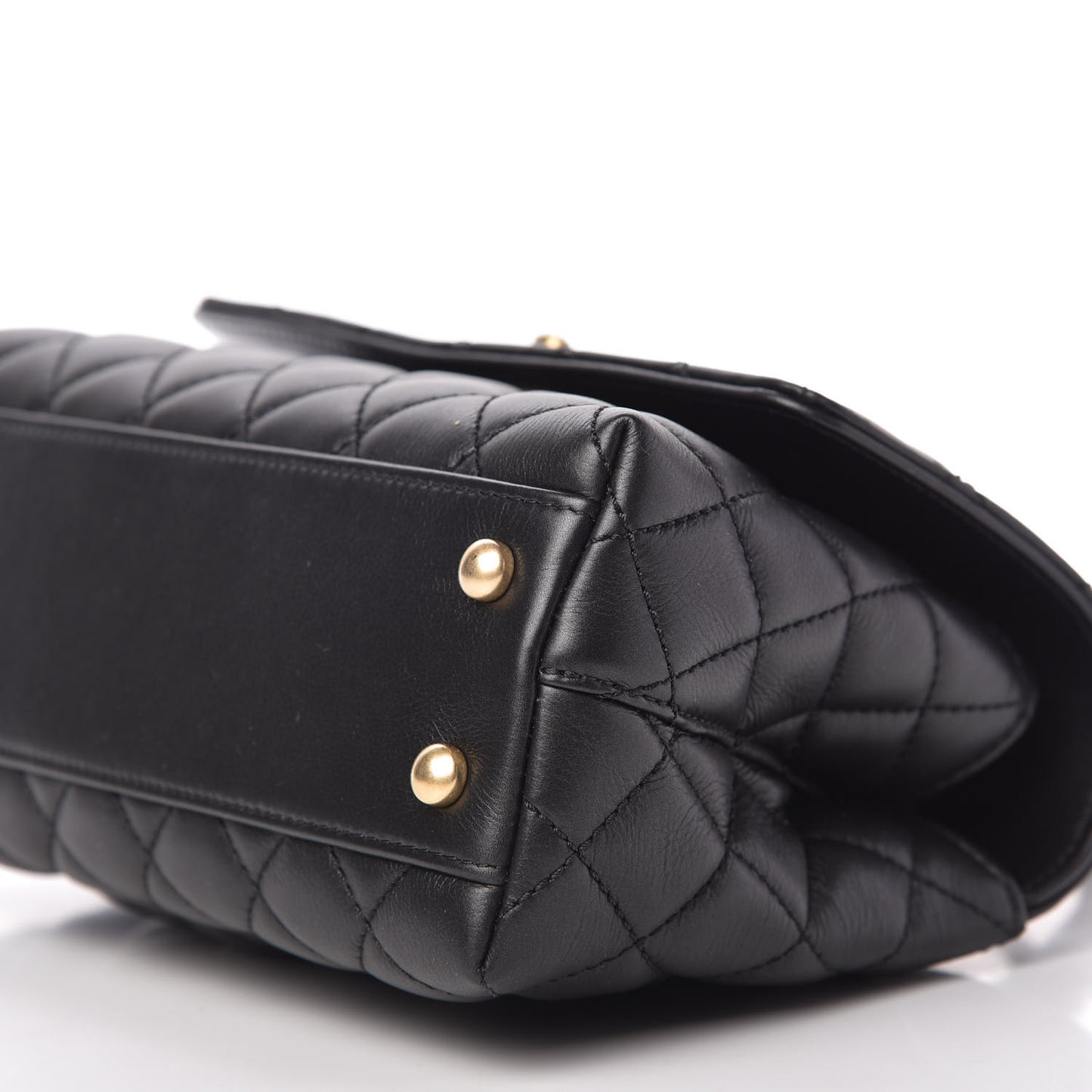 Calfskin Strass Quilted Mini Coco Handle Flap Black