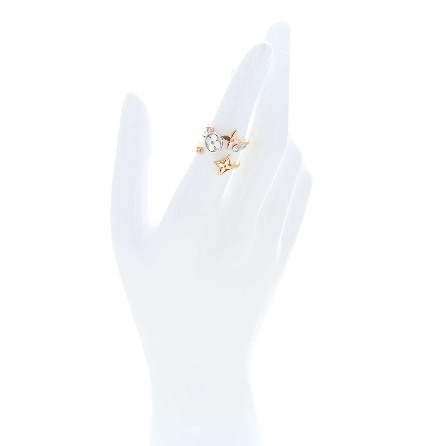 18K Yellow Pink White Gold Diamond Idylle Blossom Ring 3 Set 50 5.5